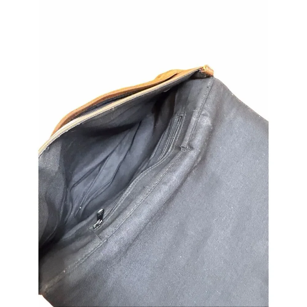 Suede Envelope Flap Chevron Stitched Clutch Purse Handbag Brown One Size